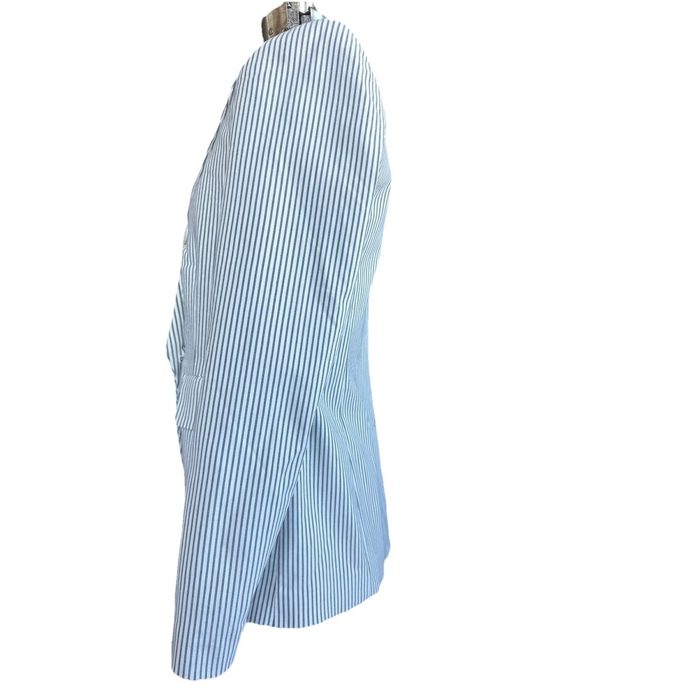 NWT Carolina Belle Montreal Womens Gray Double Breasted Striped Blazer Size M - Picture 3 of 5